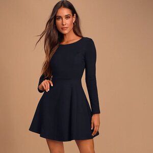 -- Lulu's Forever Chic Black Long Sleeve Dress l Skater Dress